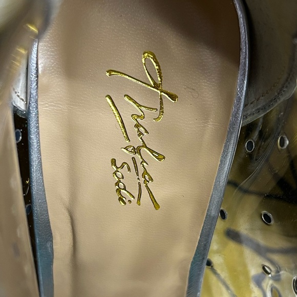 THALIA SODI Silver Translucent Rhinestone Point Toe Stiletto Zip Booties, Sz 8.5 - Picture 7 of 9